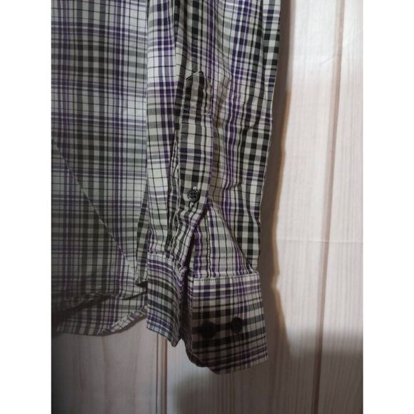 Express Shirt Men's Extra Large Purple Black Button Front Long Sleeve Modern Fit - Picture 5 of 8
